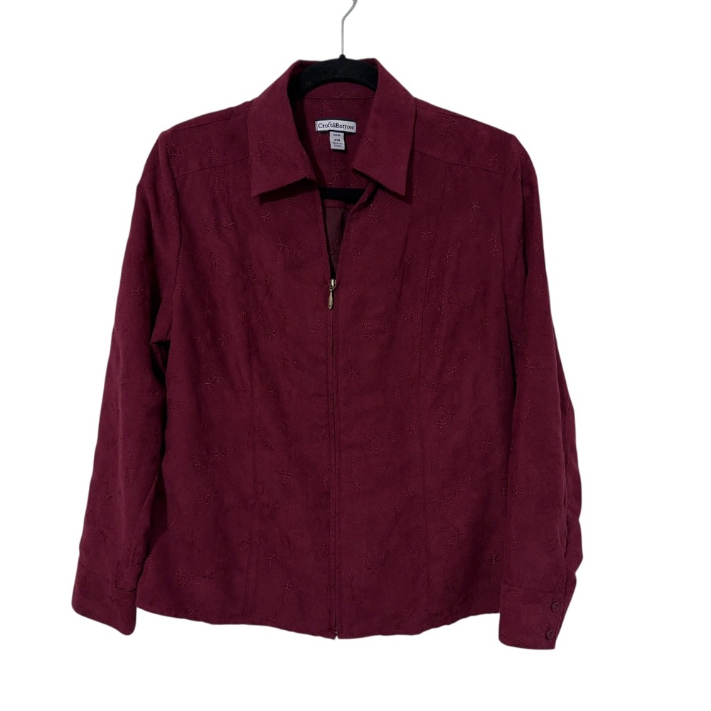 Croft & Barrow Petite Womens Embroidered Full Zip Unlined Jacket